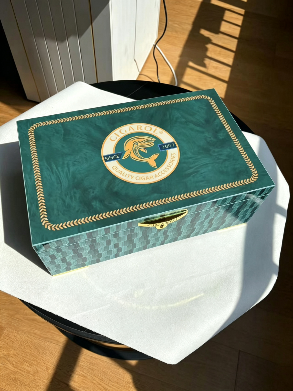 Green Marble Cigar Humidor | Spanish Cedar Lined