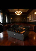 Divine Dragon Black & Gold Spanish Cedar Cigar Humidor - 30 Count with Lock