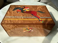 Handcrafted Wood Inlay Cigar Humidor | Equestrian Show Jumping Design | Bird's Eye Maple with Lock