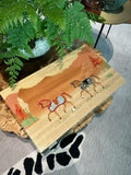 Handcrafted Wood Inlay Cigar Humidor | Twin Horses Desert Design | Spanish Cedar Lined with Hygrometer