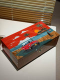 Handcrafted Wood Inlay Cigar Humidor - Havana Vintage Car Design | Cedar Lined with Hygrometer