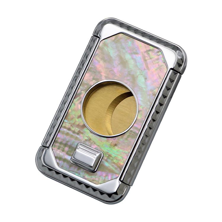 Mother of Pearl Semi-Automatic Cigar Cutter - Double Blade Stainless Steel