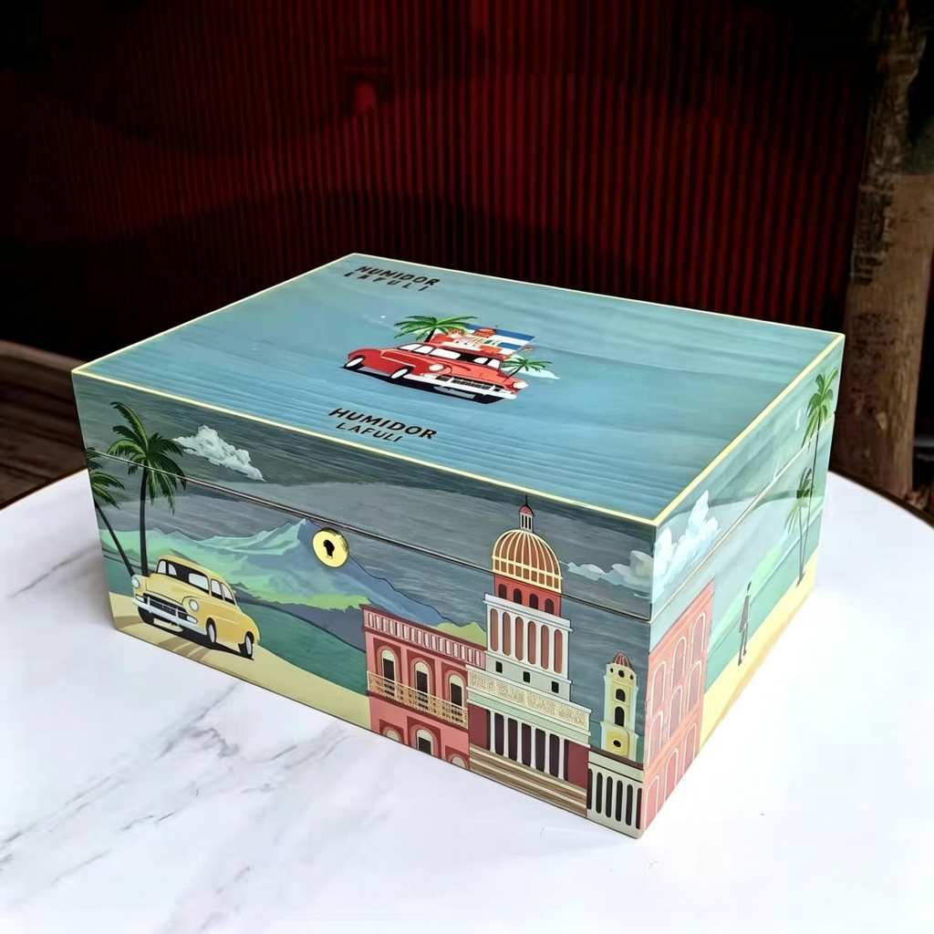 Havana Vintage Car Cigar Humidor | 2-Tier Cedar
