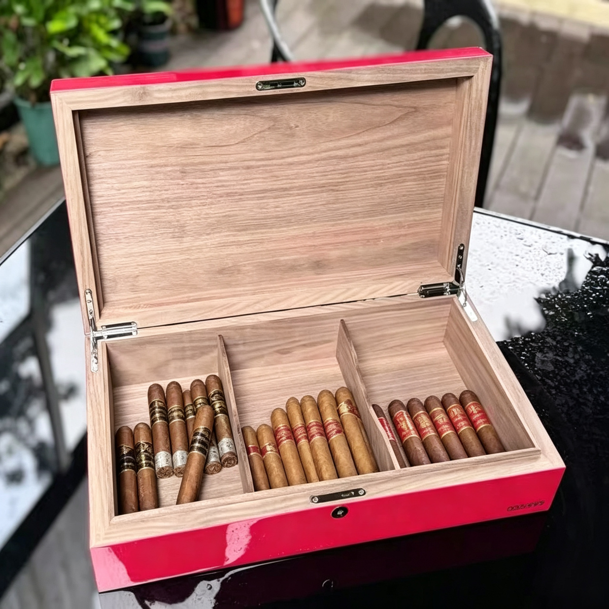 Limited Edition Year of Snake Cigar Humidor | Mother of Pearl Inlay | Walnut Wood Piano Lacquer | 120 Cigar Capacity with Lock