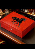 Red & Black Stallion Spanish Cedar Cigar Humidor - 30 Count with Lock